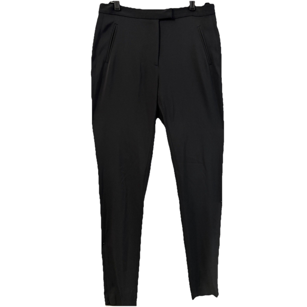 Adam by Adam Lippes Women's Straight leg Moto Dress Pants Ankle Zip Black Sz 8